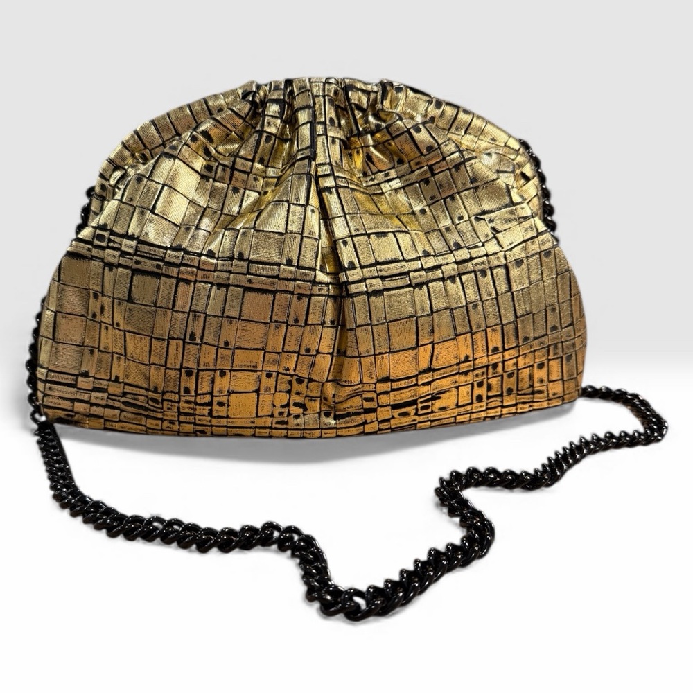 Maria la Rosa Game Clutch in Laminated Gold